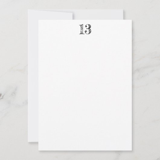 chiffre 13 numéro treize manuscrit géant 招待状 (裏面)