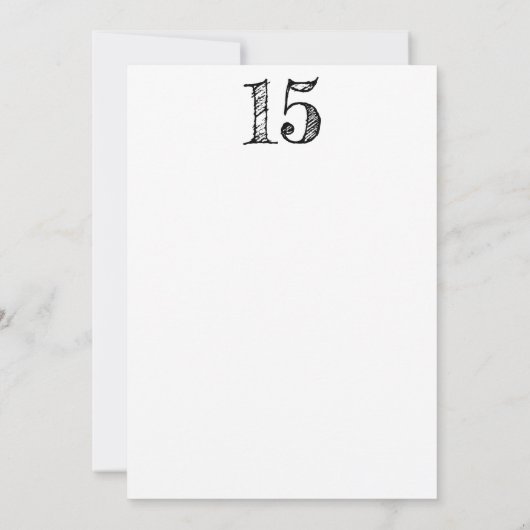 chiffre 15 numéro quinze manuscrit géant 招待状 (裏面)