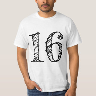 chiffre 16 numéro seize manuscrit géant tシャツ