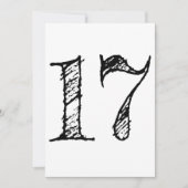 chiffre 17 numéro dix-sept manuscrit géant 招待状 (正面)