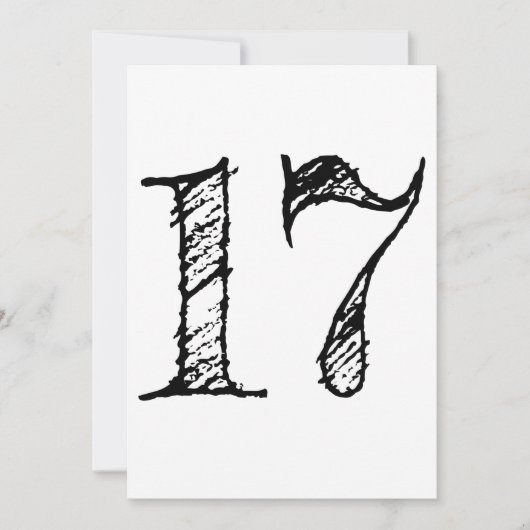 chiffre 17 numéro dix-sept manuscrit géant 招待状 (正面)