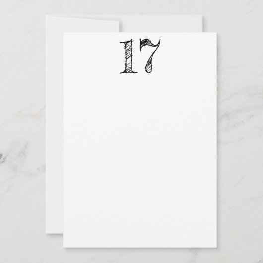 chiffre 17 numéro dix-sept manuscrit géant 招待状 (裏面)