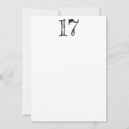 chiffre 17 numéro dix-sept manuscrit géant 招待状