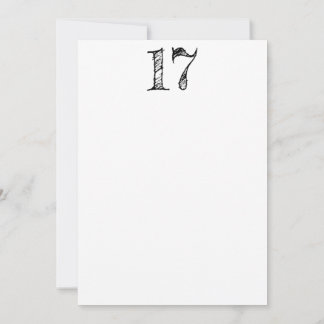 chiffre 17 numéro dix-sept manuscrit géant 招待状