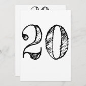 chiffre 20 numéro vingt manuscrit géant 招待状 (正面/裏面)