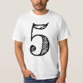 chiffre 5 numéro cinq manuscrit géant tシャツ (正面)
