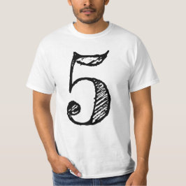 chiffre 5 numéro cinq manuscrit géant tシャツ