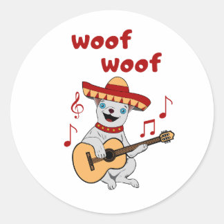 Chihuahuaおもしろい Dogソンブレロを着ている。おもしろい ラウンドシール