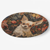 Chihuahuaと花William Morrisのスタイル ペーパープレート (アングル)