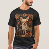 Chihuahuaと花William Morrisのスタイル Tシャツ (正面)