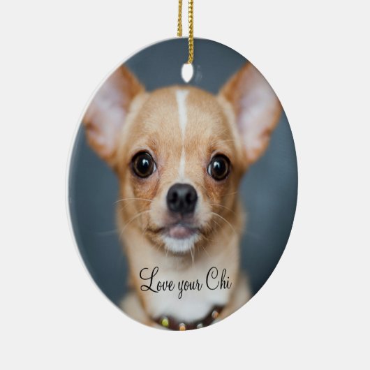 Chihuahuaクリスマスオーナメントあなたの写真を追加 セラミックオーナメント (右)