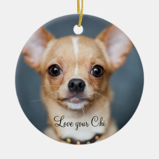 Chihuahuaクリスマスオーナメントあなたの写真を追加 セラミックオーナメント (正面)