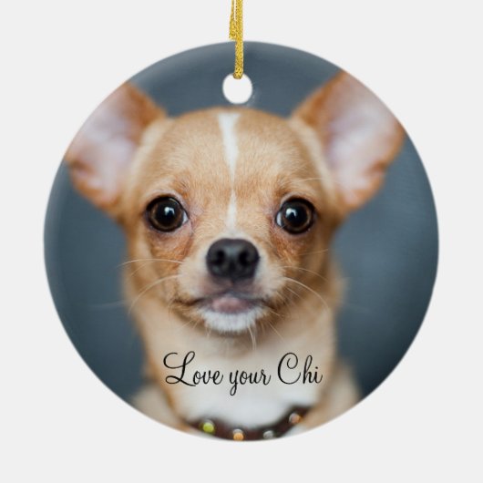 Chihuahuaクリスマスオーナメントあなたの写真を追加 セラミックオーナメント (裏面)