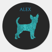 CHIHUAHUAスタンプパーソナライズされた子供名。 ラウンドシール (正面)