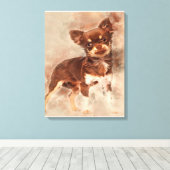 Chihuahua見てカメラ_犬愛好家 キャンバスプリント (インサイチュ (ウッドフロア))