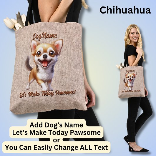 Chihuahua – 犬の名前を追加、変更文字 トートバッグ