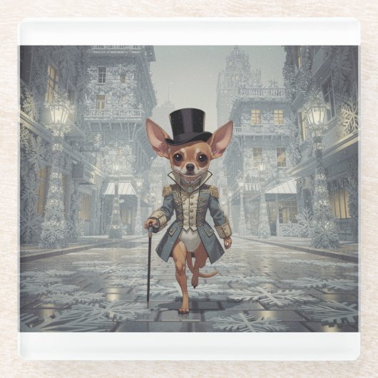 Chihuahua About Town In Paris ガラスコースター (正面)