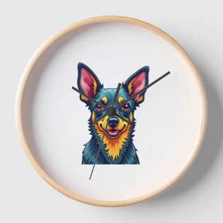 Chihuahua  Abstract Painting  Colour  Cute Dog (2) 壁時計