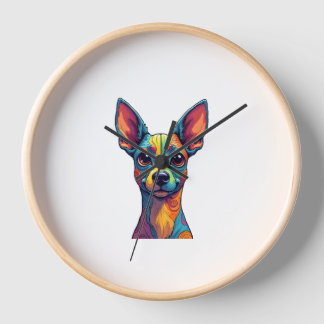 Chihuahua  Abstract Painting  Colour  Cute Dog (5) 壁時計