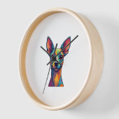 Chihuahua  Abstract Painting  Colour  Cute Dog (5) 壁時計 (傾斜)