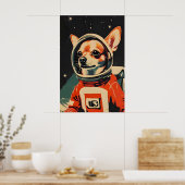Chihuahua Astronaut Poster, Chihuahua Retro Print ポスター (キッチン)