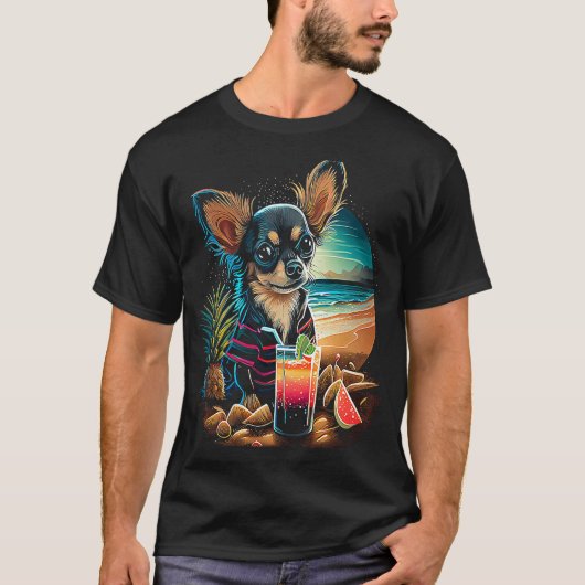 Chihuahua at the beach Summer Vacation Tシャツ (正面)