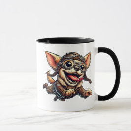 Chihuahua aviateur, lunettes et veste de pilote. マグカップ