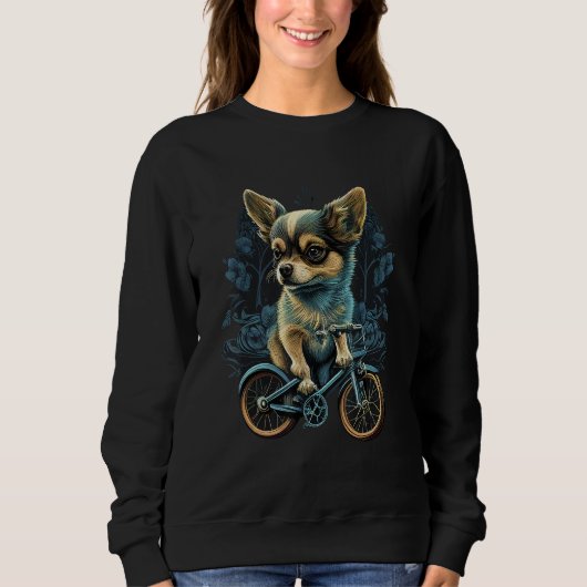 Chihuahua Bike Bicycle Dog Cycling Cyclist Biker スウェットシャツ (正面)