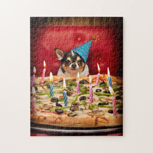 Chihuahua Birthday Pizza Pie ジグソーパズル (縦)