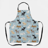 Chihuahua Bones and Paws Blue Apron エプロン (正面)