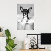 Chihuahua Bubble Bath Art Print, Funny Dog ポスター (ホームオフィス)