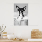 Chihuahua Bubble Bath Art Print, Funny Dog ポスター (キッチン)