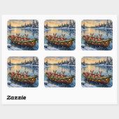 Chihuahua Christmas Boat Holiday スクエアシール (シート)