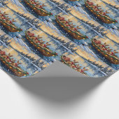 Chihuahua Christmas Boat Holiday ラッピングペーパー (角)