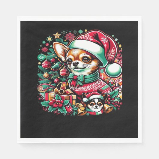 Chihuahua Christmas Cheer! Classic T-Shirt スタンダードランチョンナプキン (正面)