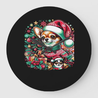 Chihuahua Christmas Cheer! Classic T-Shirt ラージ壁時計
