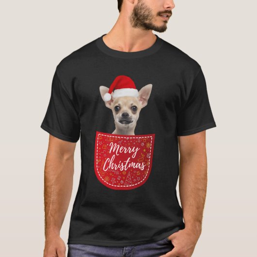 Chihuahua Christmas Dog In Your Pocket Tシャツ (正面)
