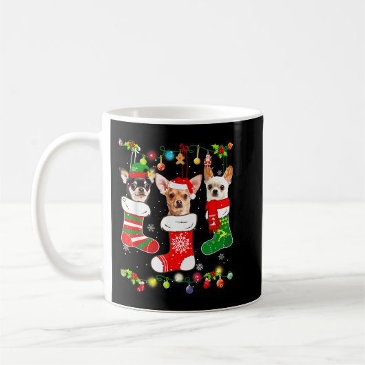 Chihuahua Christmas Lights Gift Funny Xmas Dog Lov コーヒーマグカップ (左)