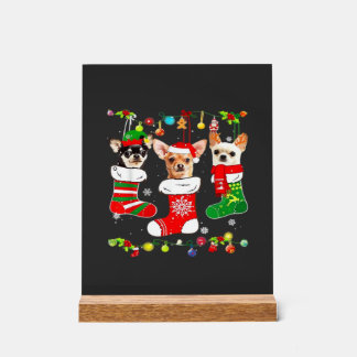 Chihuahua Christmas Lights Xmas Dog Classic T-Shir アクリルサイン