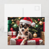 Chihuahua Christmas Puppy ポストカード (正面/裏面)