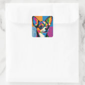 Chihuahua, Colorful Pop Art Style, スクエアシール (バッグ)