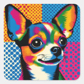 Chihuahua, Colorful Pop Art Style, スクエアシール (正面)