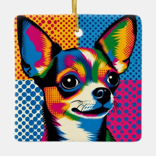 Chihuahua, Colorful Pop Art Style, セラミックオーナメント (正面)