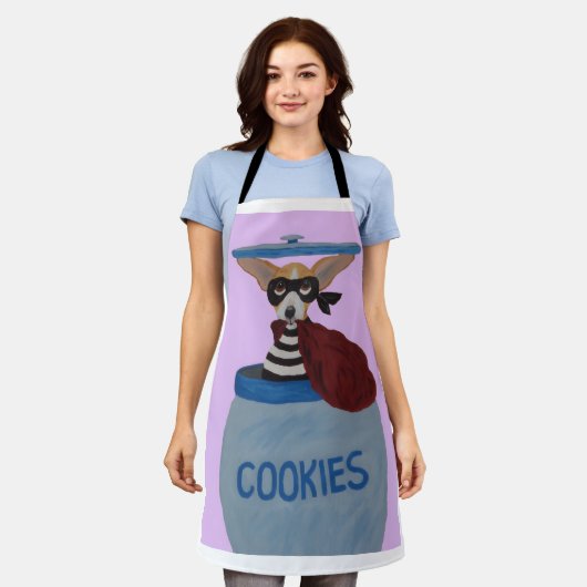 Chihuahua Cookie Thief エプロン (着用した状態)