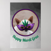 Chihuahua cute Happy Mardi Gras sparkly mask photo ポスター (正面)