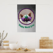 Chihuahua cute Happy Mardi Gras sparkly mask photo ポスター (キッチン)