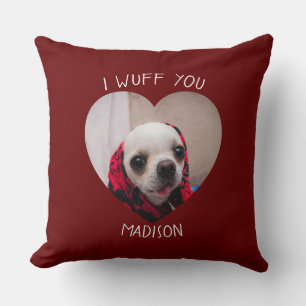 Chihuahua cute wuff you love Valentineハート写真 クッション