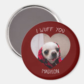 Chihuahua cute wuff you love Valentineハート写真 マグネット (正面/裏面)