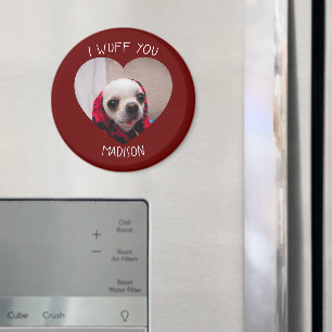 Chihuahua cute wuff you love Valentineハート写真 マグネット