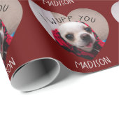 Chihuahua cute wuff you love Valentineハート写真 ラッピングペーパー (ロールコーナー)
